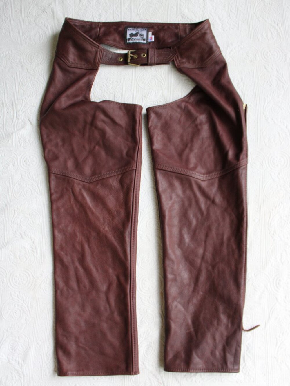 California Creations Leather  brown motorcycle cowboy western chaps pants XL
